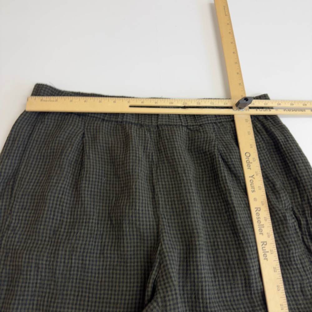 Eileen Fisher Pants Women X Large Green Black Puckered Organic Linen Tapered - Picture 10 of 12